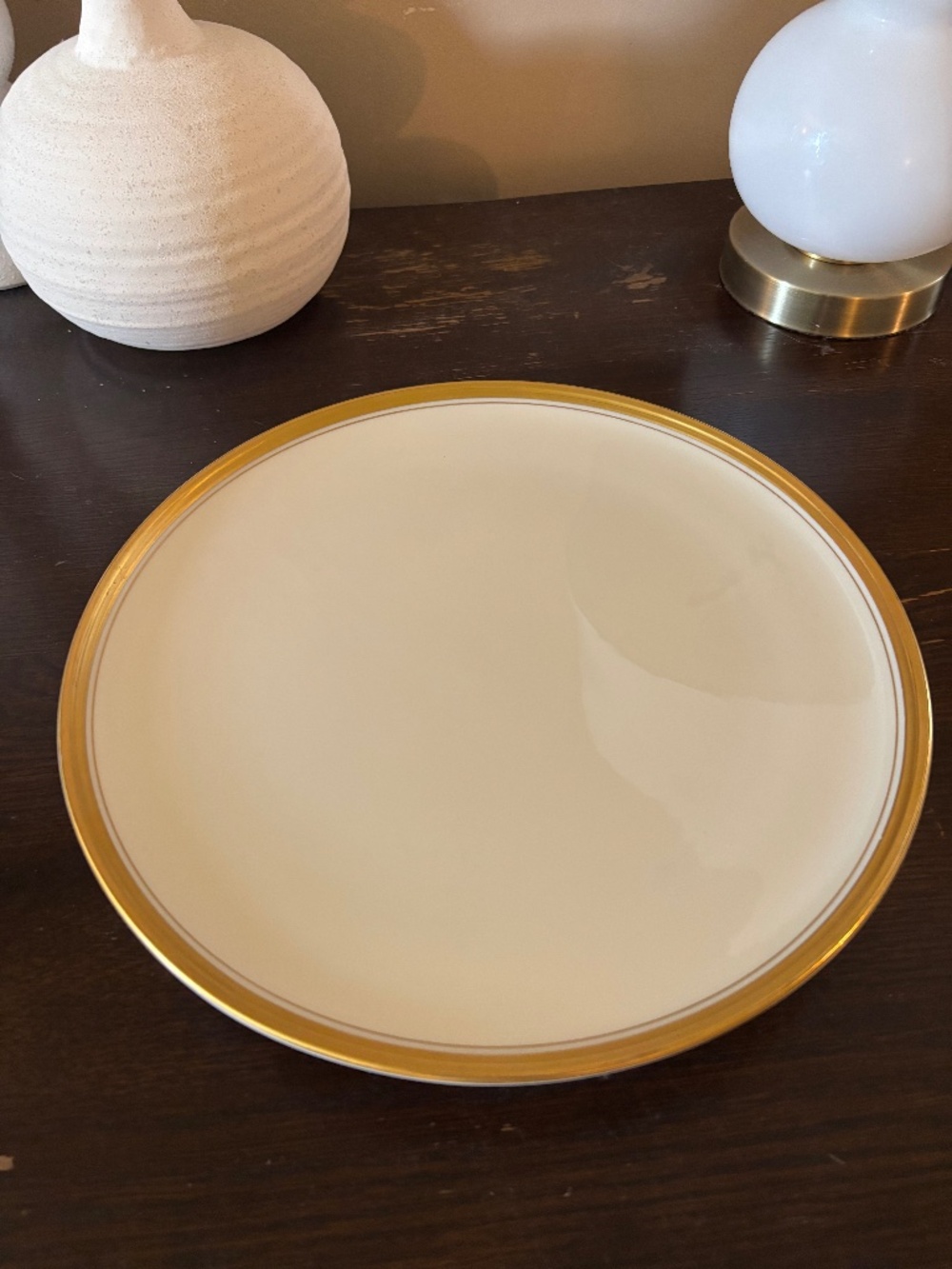 Lenox Antique 12” Footed Serving Cake Plate Cream 24 K Gold Excellent Condition